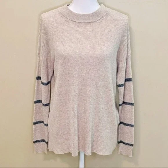 American Eagle Beige Striped Oversized Sweater XS - Picture 1 of 7
